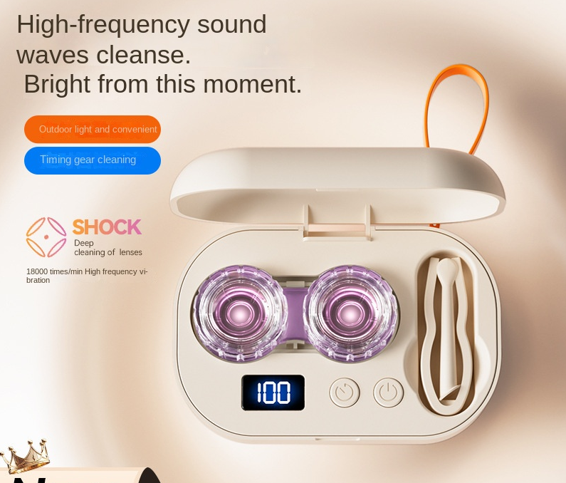 Charging Contact Lens Cleaner, High-Frequency Ultrasonic Automatic Cleaning Case - BsBuy
