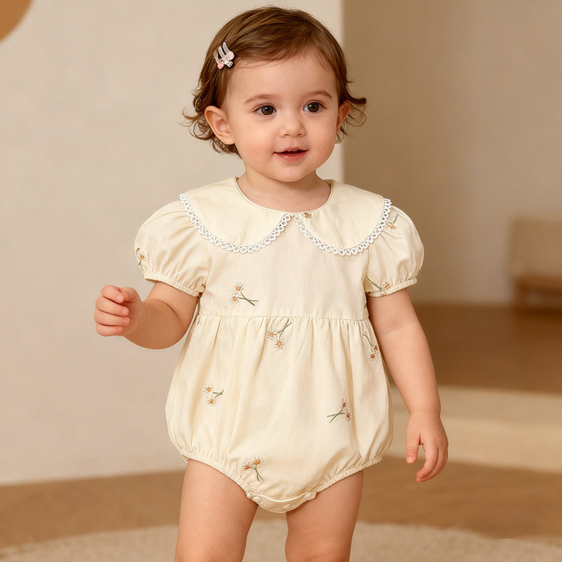 Baby Girl Clothes Infant Romper Summer New Embroidered Short Sleeve Onesie Bodysuit Outing Wear Kids Clothing - BsBuy
