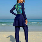 Floral Long Sleeve Swimwear Cover-Up – Conservative Beach Dress for Women