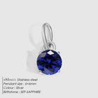 Birthstone Zircon Necklace Pendant — Stainless Steel Round Charm | 12 Months | Gold & Steel - BsBuy