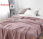 Luxury Wool Waffle Blanket — Soft, Breathable & Beautifully Textured - Pink / 100X150CM