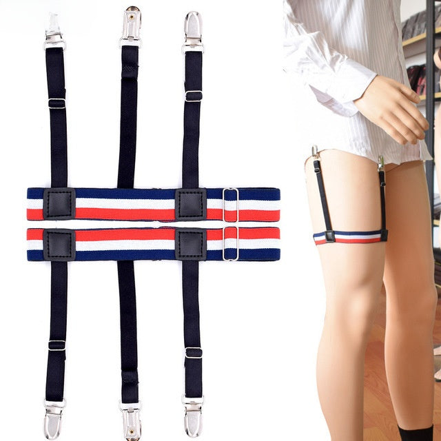 Adjustable Shirt Garter & Anti-Slip Clips | Men & Women | 6-Clip Set - BsBuy