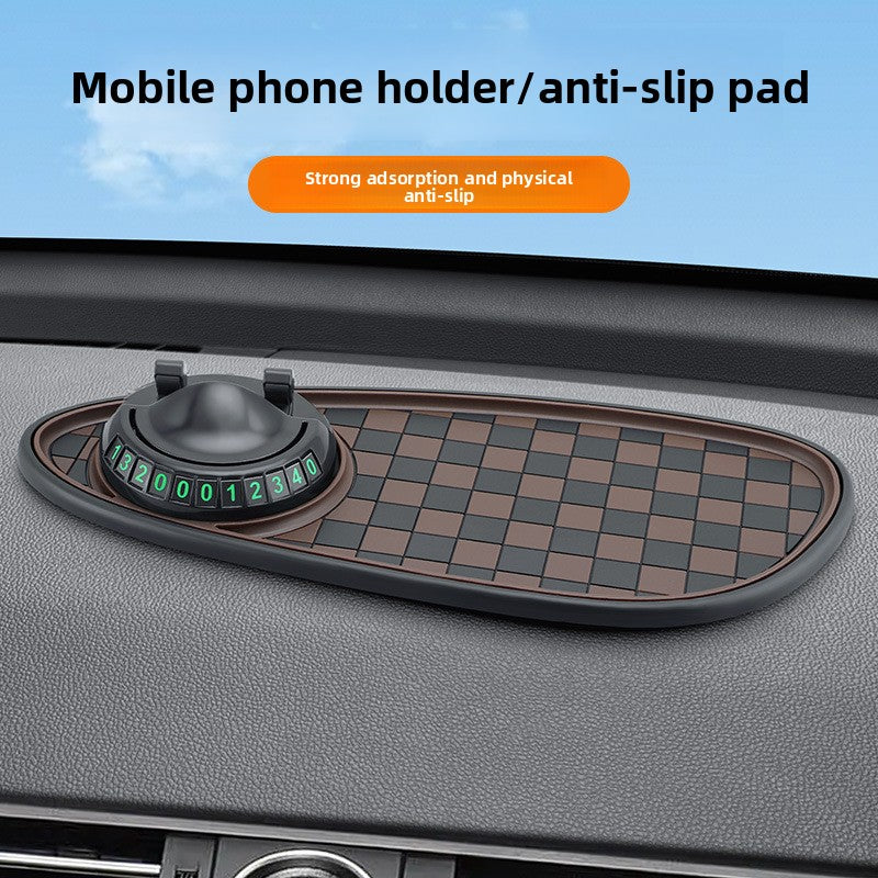 Multifunctional Car Phone Holder & Anti-Slip Mat – 3-in-1 with Parking Number Plate Holder | PVC | 3 Colours - BsBuy