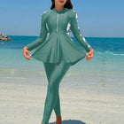 Long sleeved skirt style top swimsuit - BsBuy