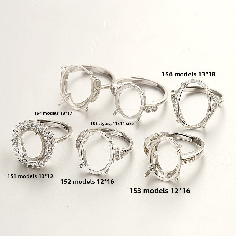 Silver-Plated Floral Adjustable Ring – Crystal Flower Statement Ring - BsBuy