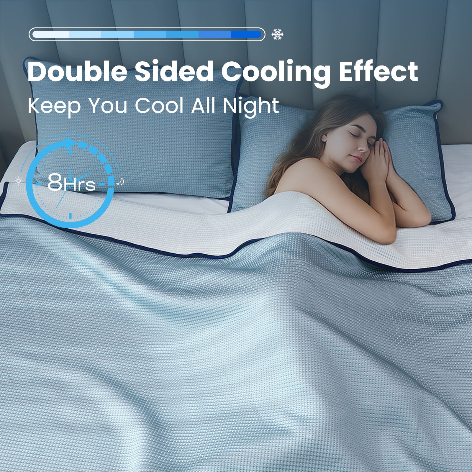 Cooling Blanket | Instant Cool-Touch Fabric | 4 Sizes | Blue & Grey - BsBuy