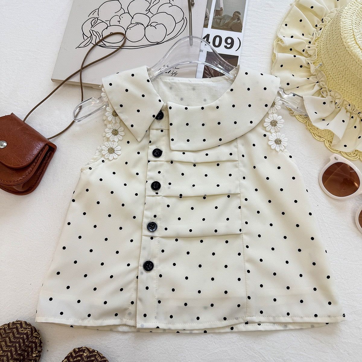 Girls' Polka Dot Sleeveless Top & Ruffle Shorts Set | Sweet Summer Two-Piece Outfit