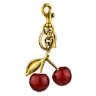 Crystal Cherry Keychain Bag Charm — Gold-Plated Alloy Luggage Pendant | Red & Pink - BsBuy