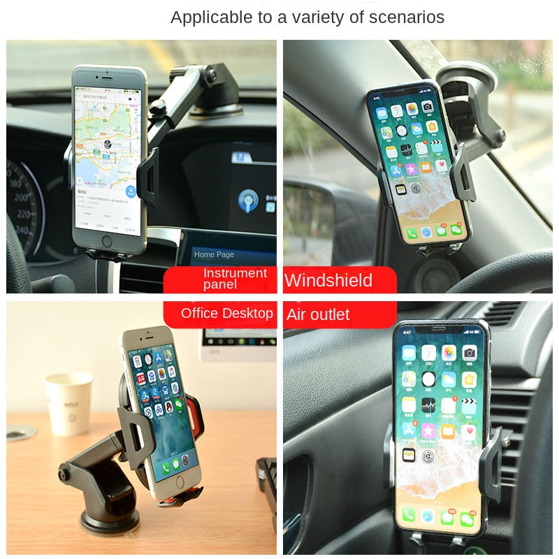 Long Rod Automatic Lock Car Phone Holder — Telescopic Suction Cup & Air Vent Mount | Universal Fit - BsBuy