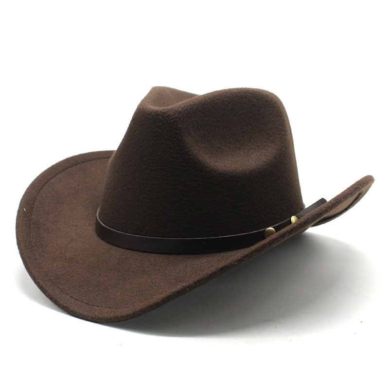Western Wide-Brim Jazz Hat — Felt & Satin Unisex Cowboy Hat | 8 Colours | One Size - BsBuy