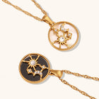 Celestial Sun Moon Stars Shell Pendant Necklace — Titanium Steel & Stainless Steel | Black & White - BsBuy