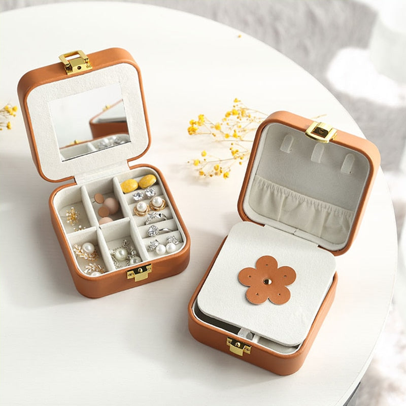 Casegrace PU Leather Mini Jewelry Box Organizer for Jewelry Earrings Necklace Ring Storage Casket Travel Portable Jewellery Case - BsBuy