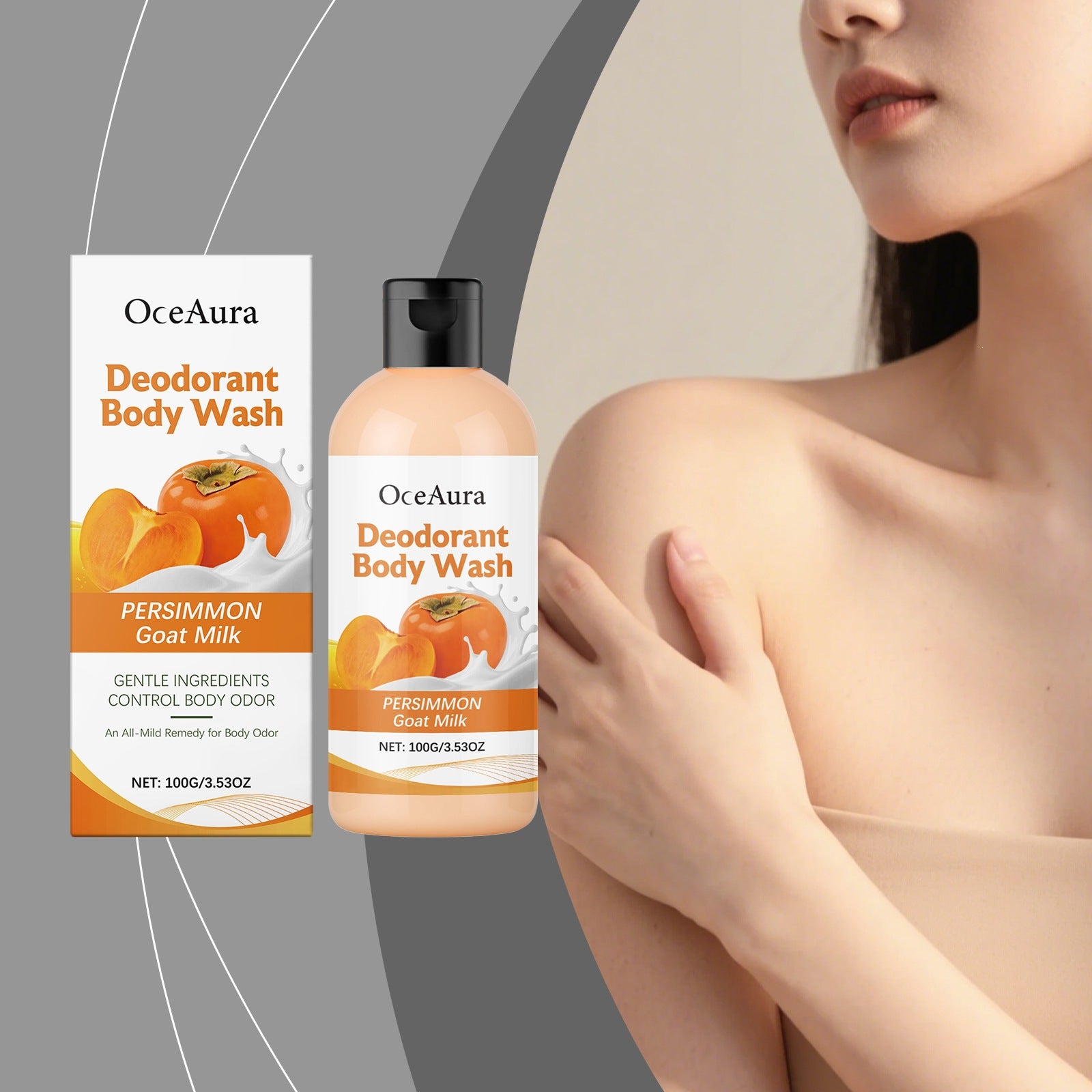 OCEAURA Persimmon Refreshing Body Wash – Gentle Cleansing & Moisturising - BsBuy