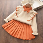 Charming Knitted Sweater and Pleated Skirt Set for GirlsSpring and Autumn Fashion Two-Piece Princess Dress Outfit - BsBuy