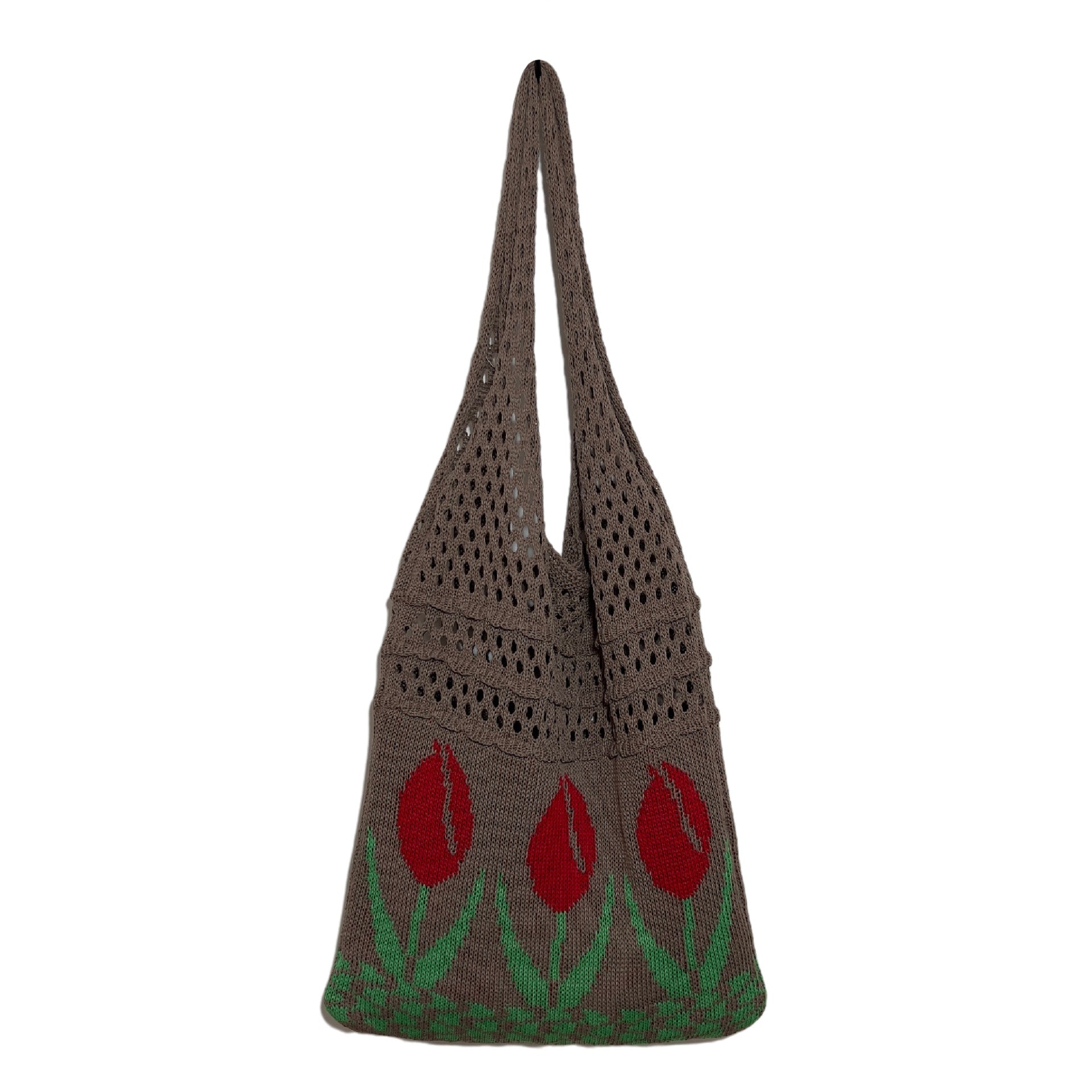 New Flower Bag Tulip Bag Retro Knitted Bag Handbag Shoulder Bag Woolen Bag for Women - BsBuy