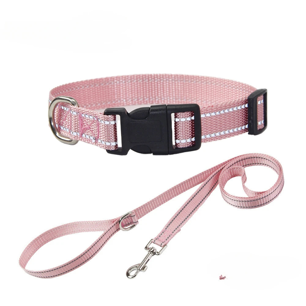 Nylon Dog Collar & Leash Set — Vibrant Colours for Small, Medium & Large Dogs - BsBuy