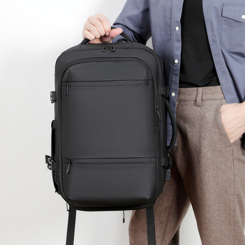 Men’s Leather Business Laptop Backpack – Premium Expandable 36–55L - BsBuy