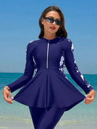 Long sleeved skirt style top swimsuit - BsBuy