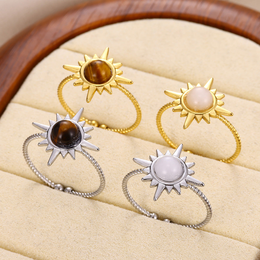 Bohemian Sun Star Adjustable Stainless Steel Ring - BsBuy