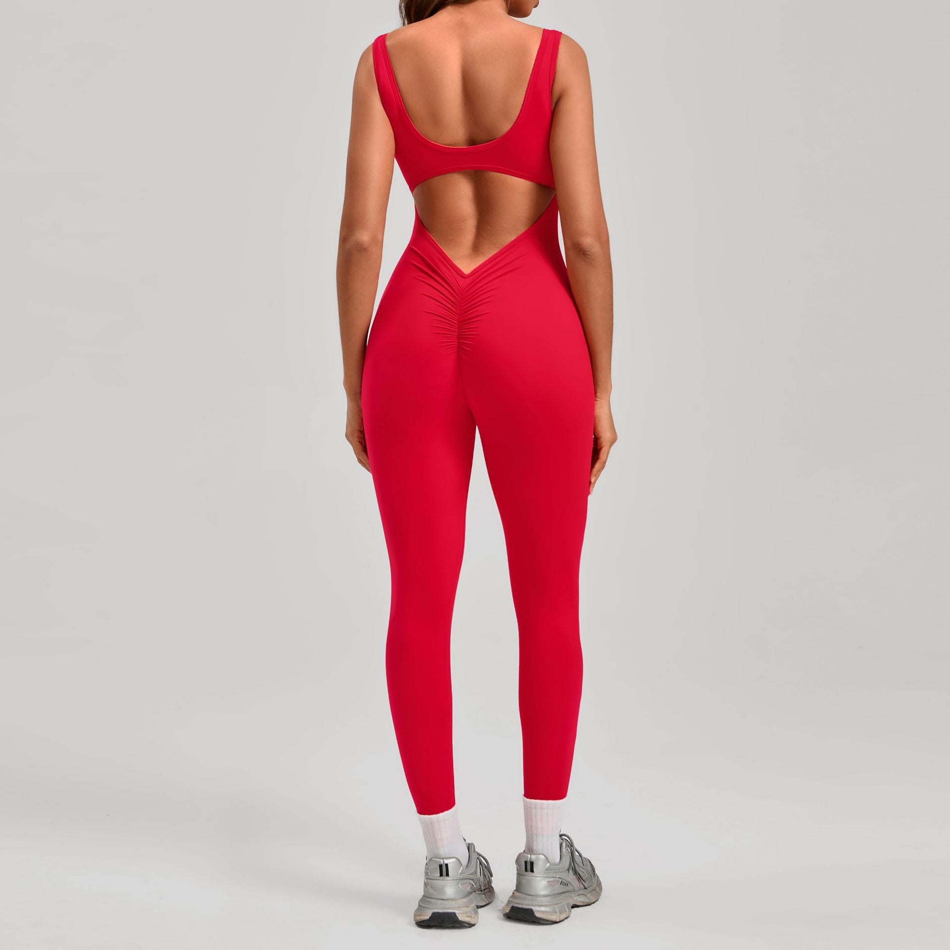 One-Piece Fitness Suit — Backless V-Neck Yoga & Gym Bodysuit - BsBuy