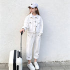 Girls' Cargo Outfit Fashionable Denim Two-Piece Set for Kids Spring and Autumn - BsBuy