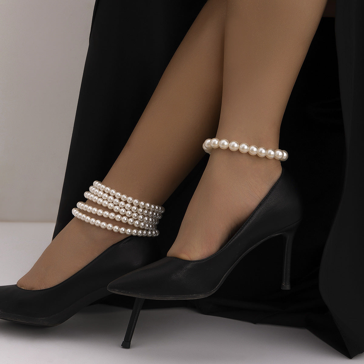 Double-Layer Imitation Pearl & Bead Ankle Chain for Women — Light Luxury Layered Anklet - BsBuy