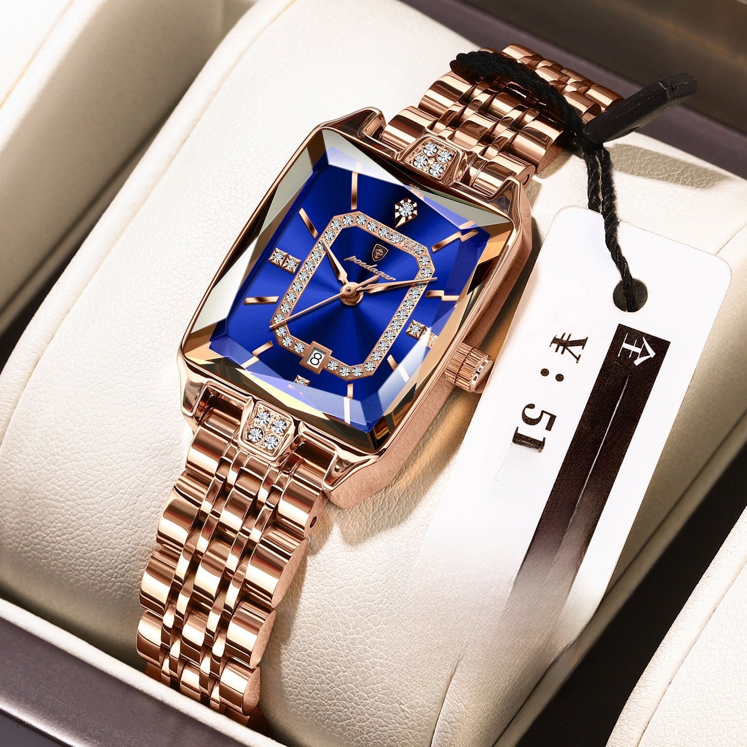 Swiss Brand Square Women's Watch Waterproof Mechanical