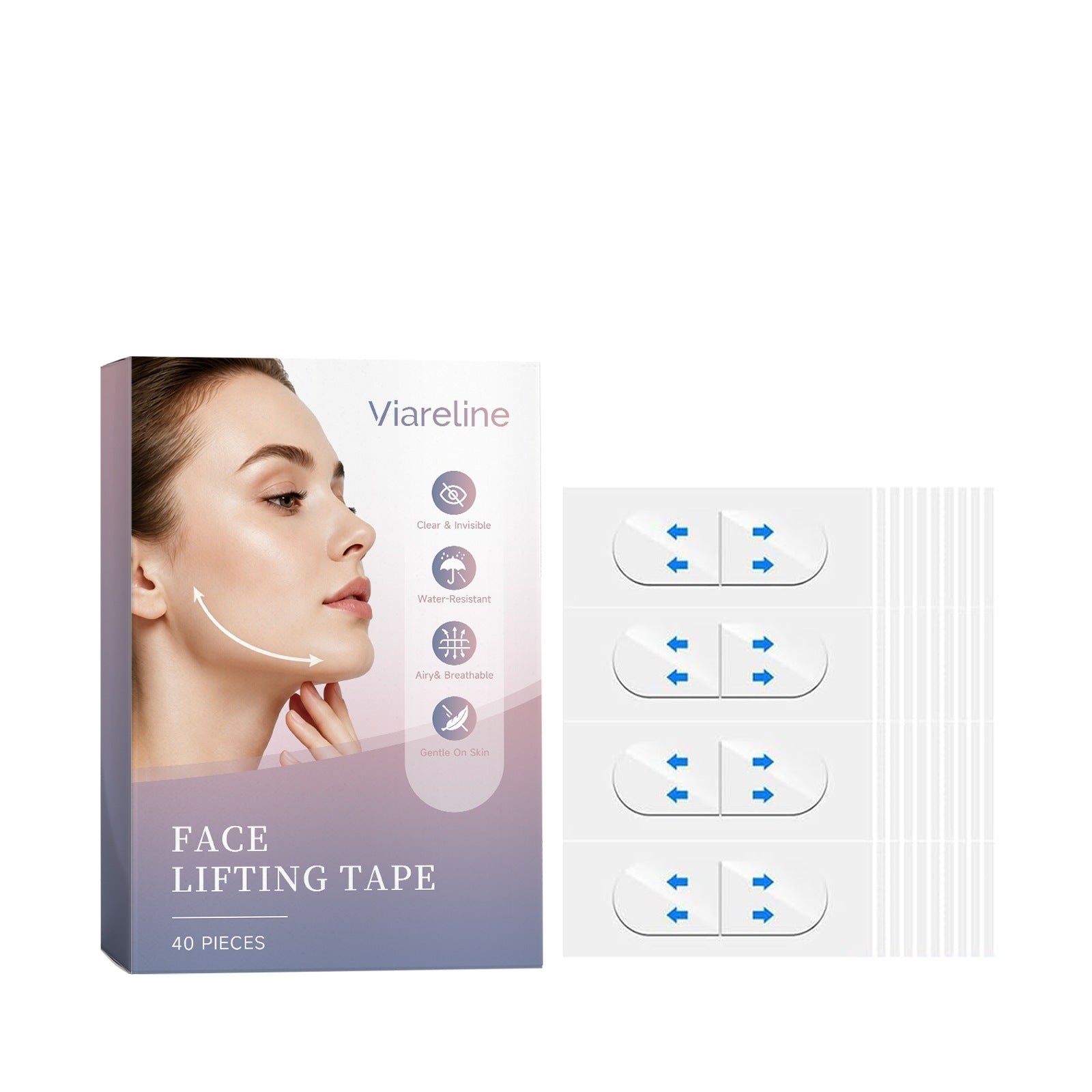 Viareline Invisible Facial Contour Patches | Instant Lift & Define | 40 Patches - BsBuy