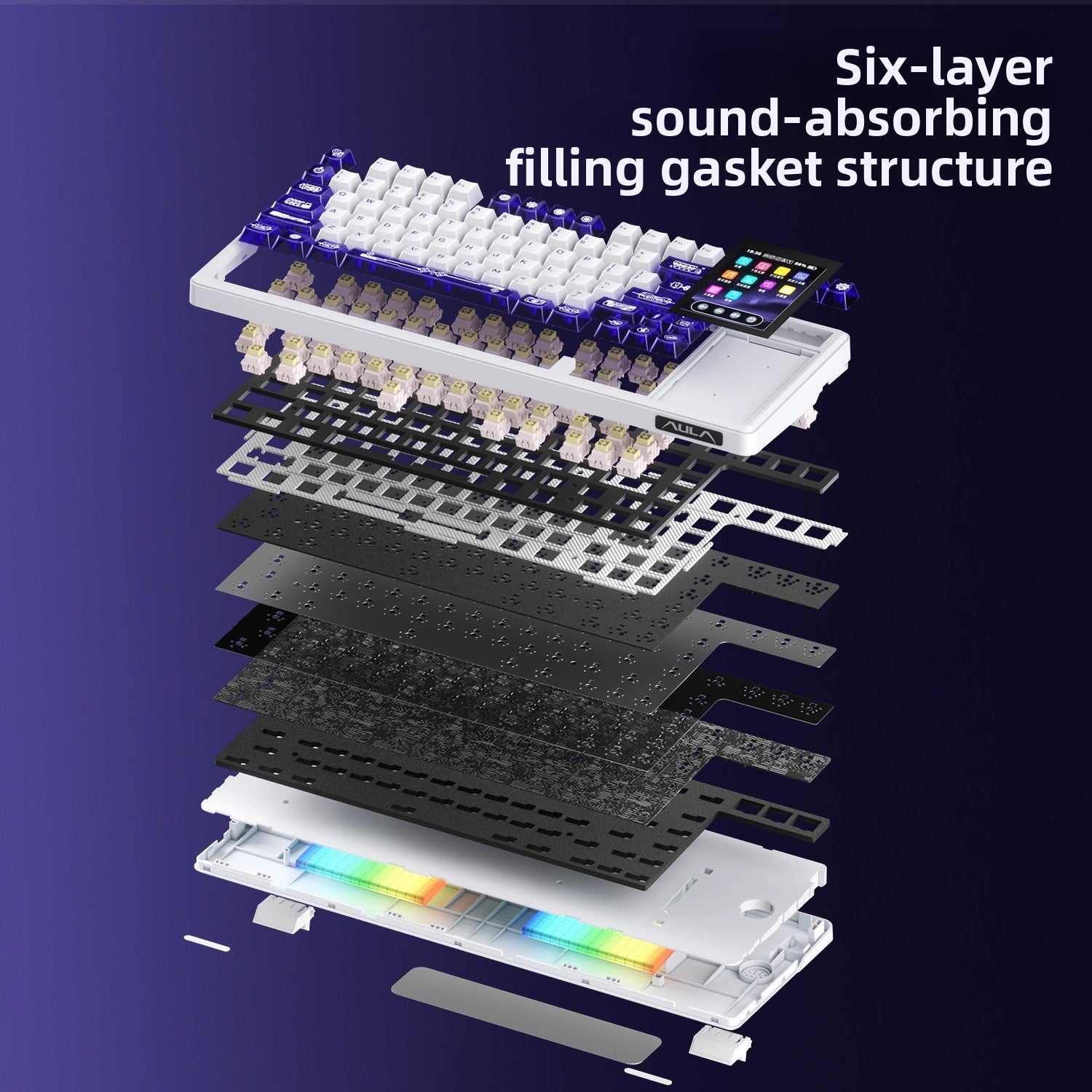L99 Screen Display Mechanical Keyboard — RGB, Wireless, 8000mAh - BsBuy