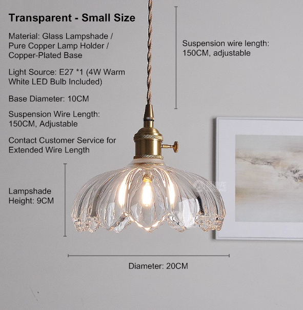 Vintage Glass Flower Minimalist Pendant Light - BsBuy