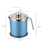 Stainless Steel Kitchen Oil Filter & Storage Pot - Blue / 1400ml