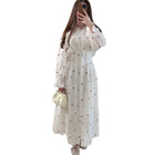 BsBuy Women's Long-Sleeve Lapel Button-Front Floral Midi Dress | A-Line | S–XXL
