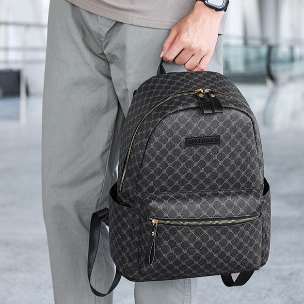 Checkerboard Fashion Backpack – Laptop Bag for School, Travel & Daily Use - BsBuy