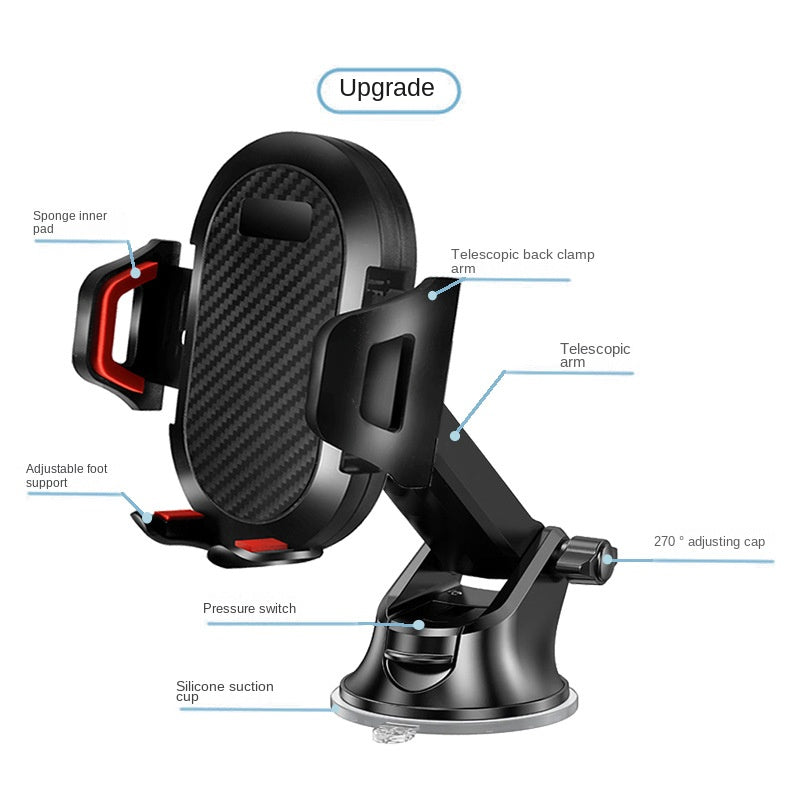 Long Rod Automatic Lock Car Phone Holder — Telescopic Suction Cup & Air Vent Mount | Universal Fit - BsBuy