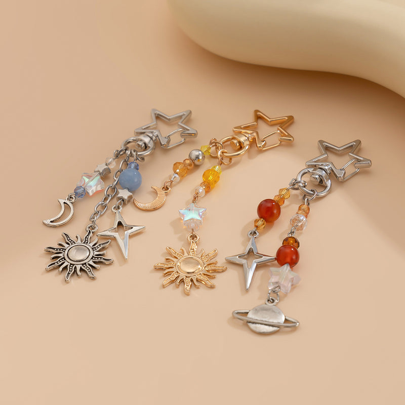 Sunflower Crystal Keychain Set — 3-Piece Pearl, Spider & Floral Accessory Collection - BsBuy