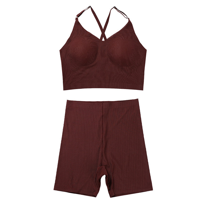 Sports Yoga Bra Set | Wire-Free Gathering Beautiful Back | Seamless All-Season