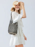 Women's Woven Bucket Bag – Hollow Wooden Bead Shoulder Bag - BsBuy