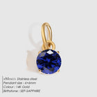 Birthstone Zircon Necklace Pendant — Stainless Steel Round Charm | 12 Months | Gold & Steel - BsBuy