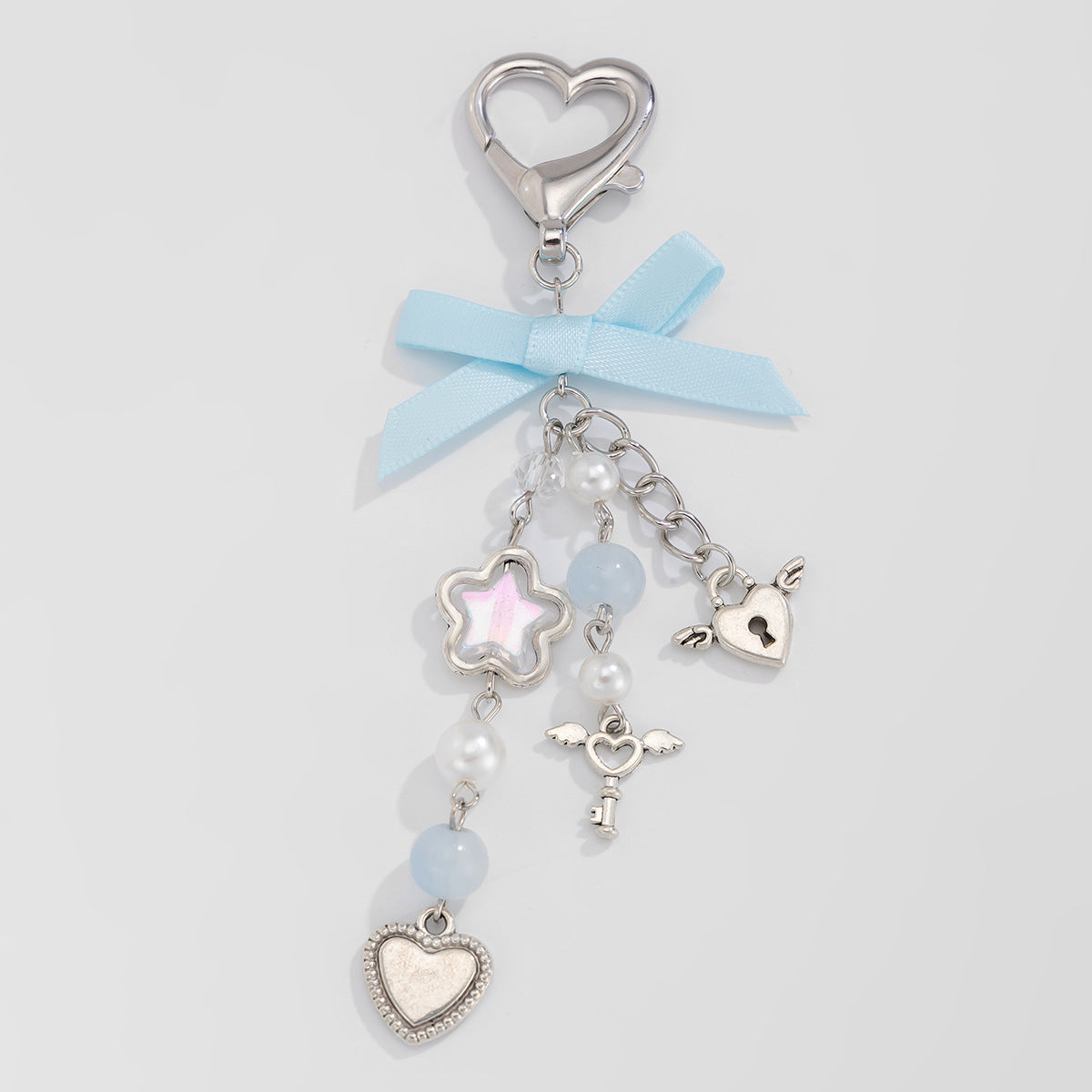 Love Bow Ribbon Keychain — Imitation Pearl & Alloy Pendant | Sweet Feminine Charm - BsBuy