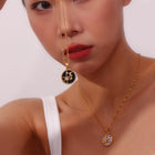 Celestial Sun Moon Stars Shell Pendant Necklace — Titanium Steel & Stainless Steel | Black & White - BsBuy