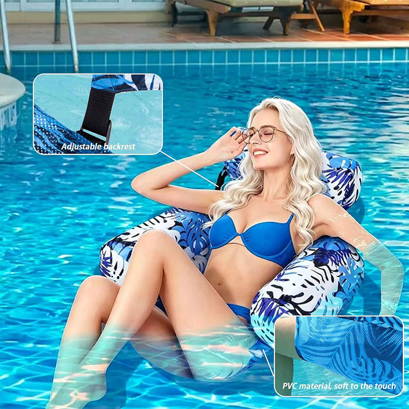 Inflatable Pool Hammock Float — Foldable Water Lounge Chair & Recliner for Adults | Blue & Green - BsBuy