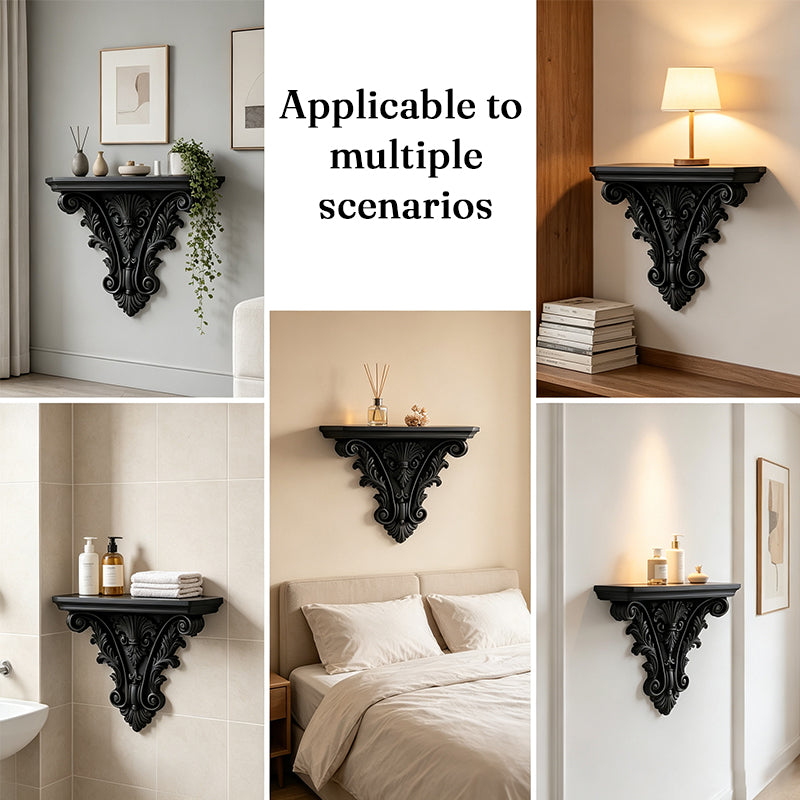 3D Printed Gothic Floating Shelf | Carved Wall Decor & Retro Plant Display Stand