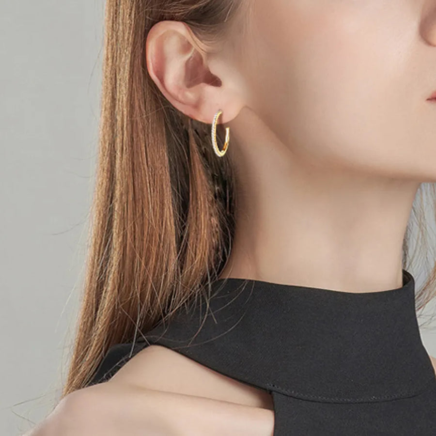 Moissanite C-Hoop Earrings — S925 Sterling Silver | D Colour VVS1 | Architectural Elegance - BsBuy