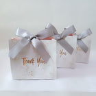 Marbled European-Style Wedding Gift Bag — Luxury Paper Favour Box with Grey Ribbon - BsBuy