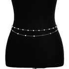 Luxe Double-Layered Waist Chain — Pearl & Geometric Sequin Body Jewellery - BsBuy