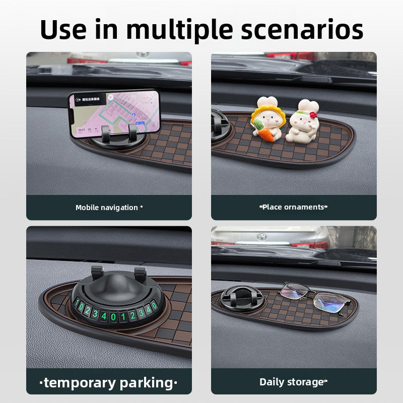 Multifunctional Car Phone Holder & Anti-Slip Mat – 3-in-1 with Parking Number Plate Holder | PVC | 3 Colours - BsBuy