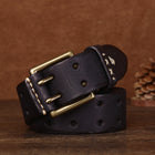 Retro Genuine Leather Belt – Top-Layer Cowhide with Copper Pin Buckle | Black, Brown & Khaki | 105–125cm - BsBuy
