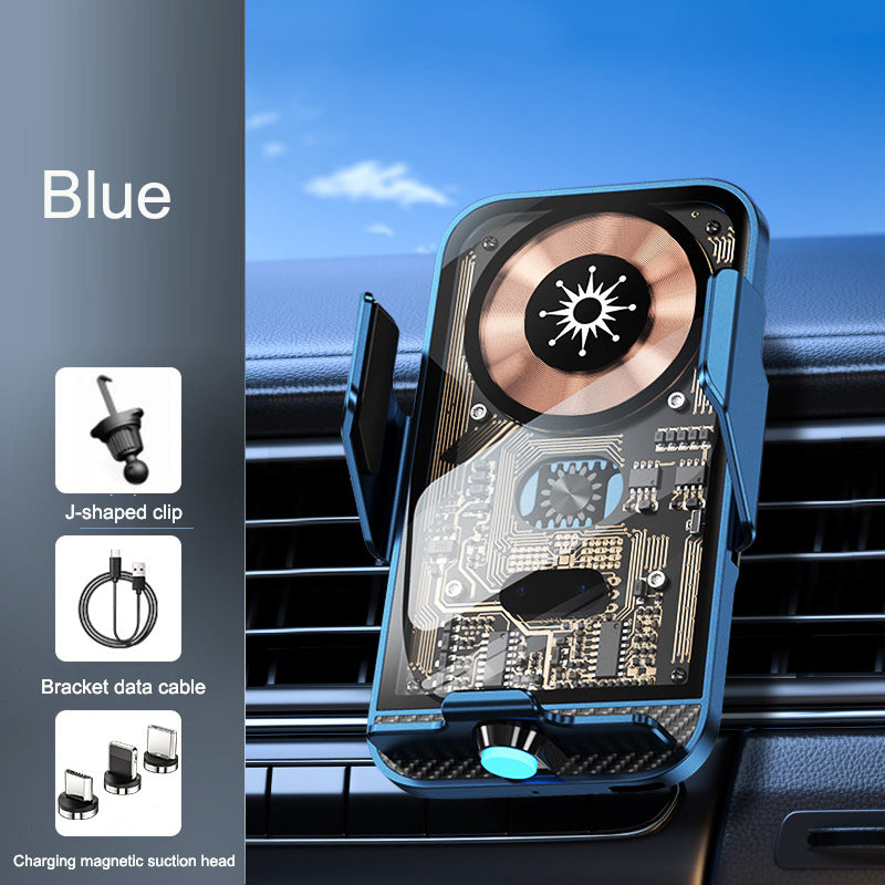 C11 Wireless Car Phone Holder & Charger — Infrared Auto-Clamp | 15W Fast Charge | Punk Transparent Design - BsBuy