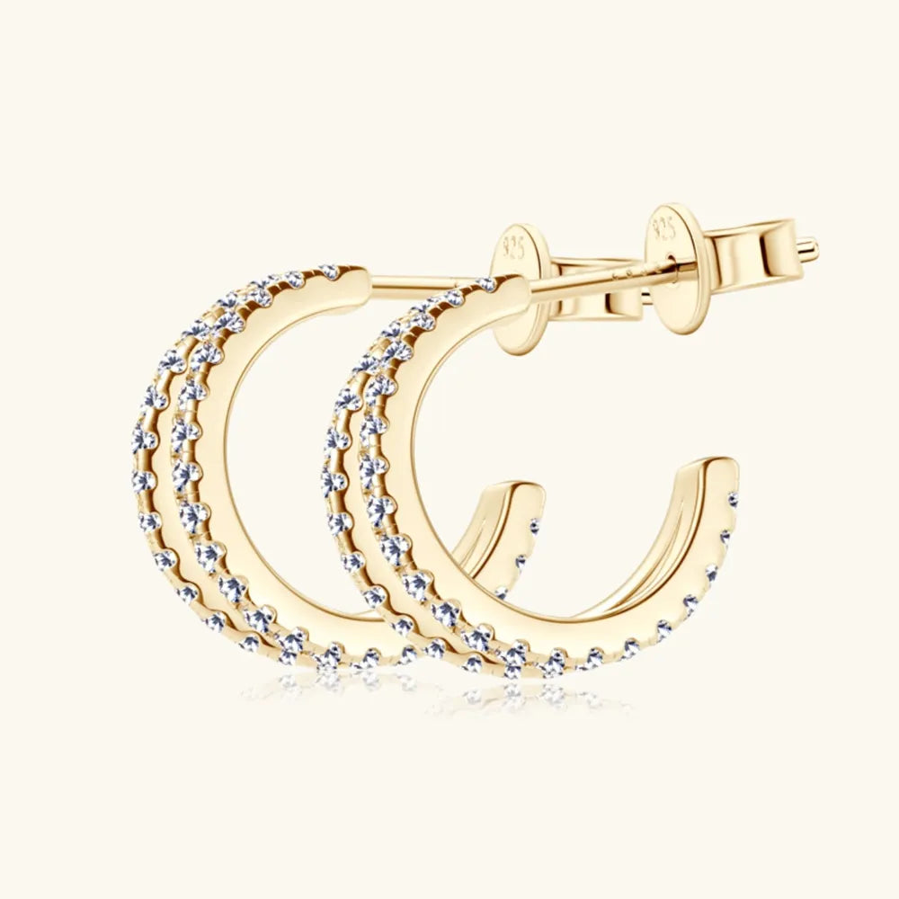 Moissanite 925 Sterling Silver C-Hoop Earrings - BsBuy