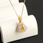 Double-Sided Madonna & Cross Necklace – Colourful Zircon Pendant on Adjustable Box Chain - BsBuy